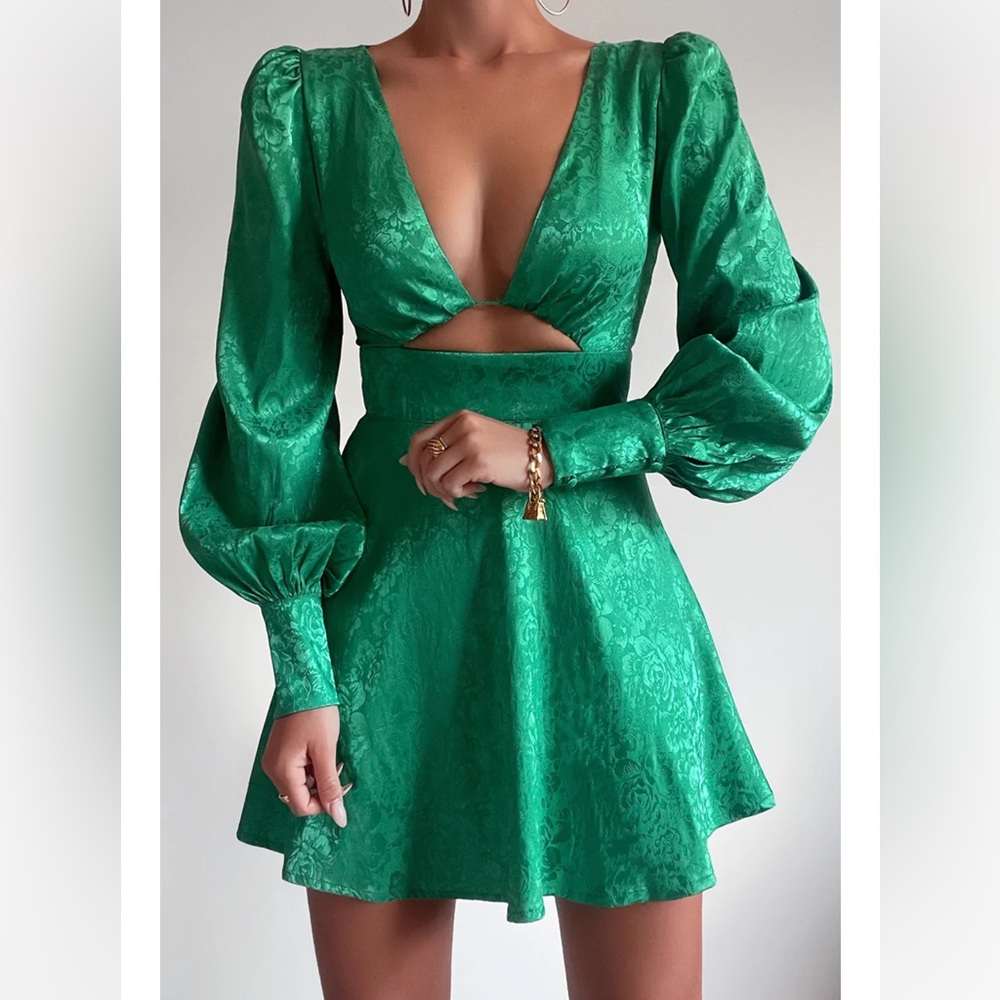 Rosalia Mini Dress in Emerald from Runway the Label
